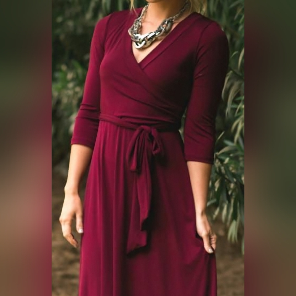 Cranberry Surplice Maxi Dress Size S